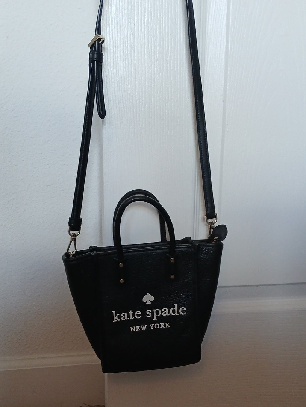 kate spade Black Leather Mini Crossbody Tote